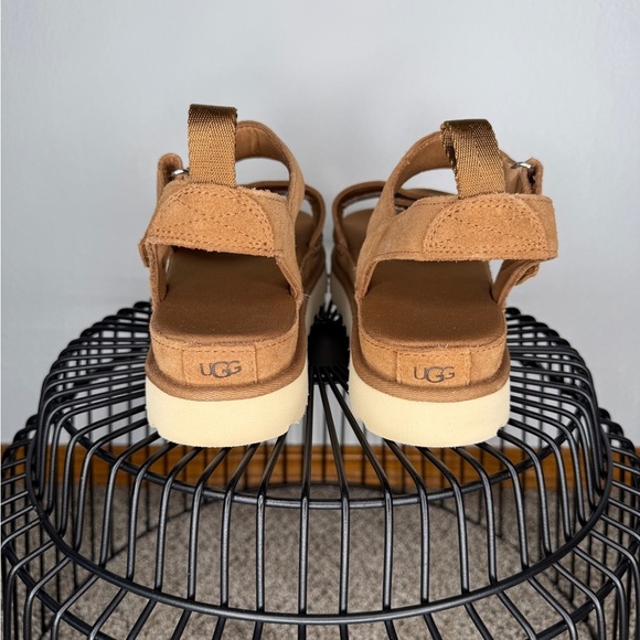 UGG Goldenstar Chestnut Suede Platform Sandals Size 12 - Picture 5 of 8